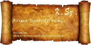 Krupa Szofrónia névjegykártya